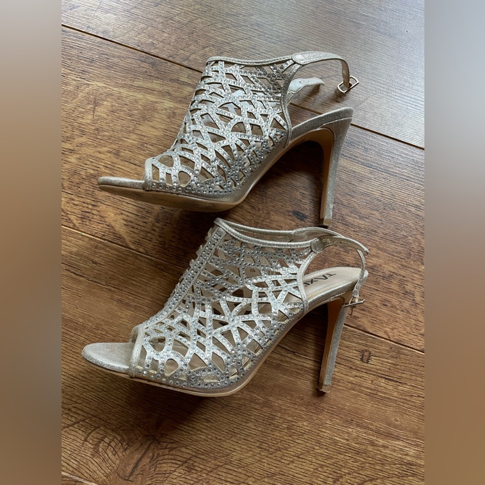 TAXI Savannah Gold Cage Strap High Heels Size 38